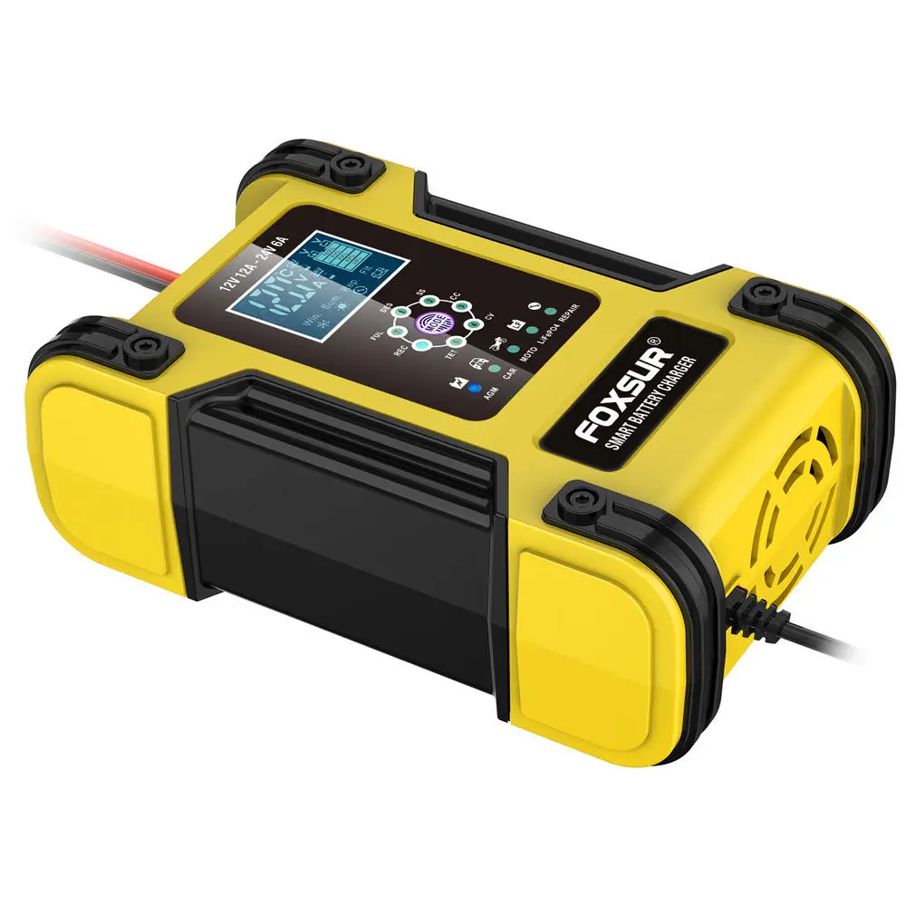 Caricabatterie intelligente per batterie al piombo-acido da 12 V 24 V 12 A a 7 segmenti