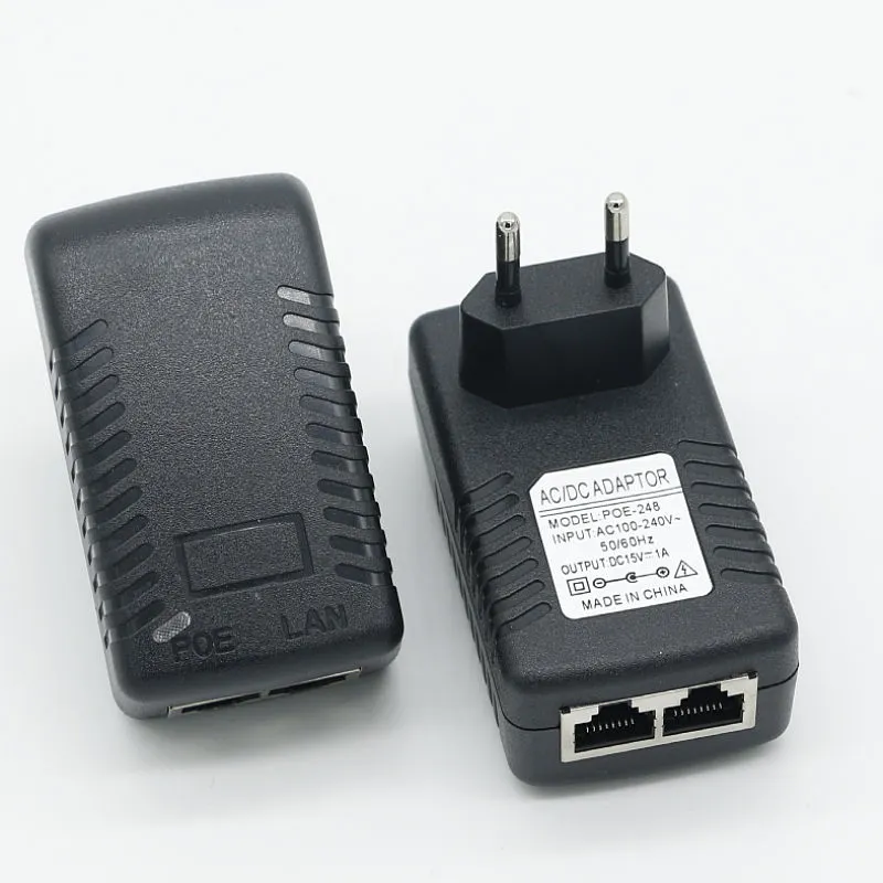 Iniettore POE Ethernet con presa europea per montaggio a parete 15 V 1 A