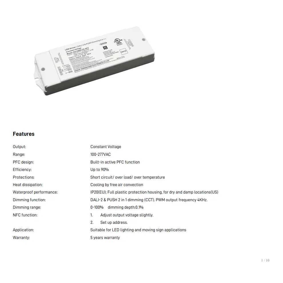 Driver LED dimmerabile TUYA Zigbee CCT da 60 W